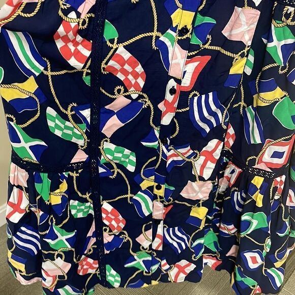 NWOT Crown & Ivy Button Front Belted Nautical Flag Dress. Size M Medium 8/10 - Picture 5 of 9